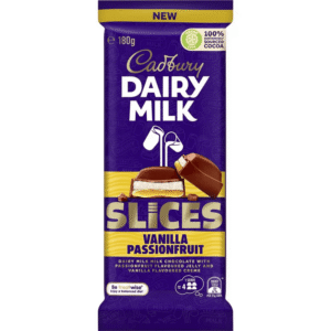 Cadbury Dairy Milk Slices Vanilla Passionfruit – Case of 4 × 15 × 180 g